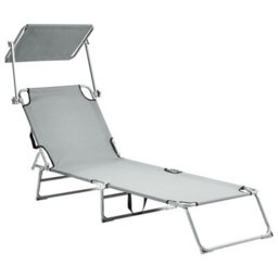 Beliani Sun Lounger Foligno Reclining Metal Grey - thumbnail 1