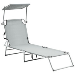 Beliani Sun Lounger Foligno Reclining Metal Grey - thumbnail 4