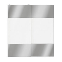 GoodHome Atomia Freestanding Contemporary Panelled Mirrored Gloss White 2 Door Sliding Wardrobe Door Kit (H)2250mm (W)2000mm - thumbnail 1