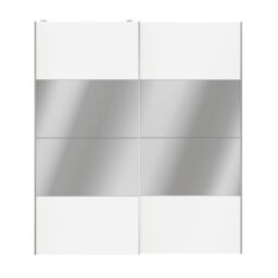 GoodHome Atomia Freestanding Contemporary Panelled Mirrored Gloss White 2 Door Sliding Wardrobe Door Kit (H)2250mm (W)2000mm - thumbnail 3