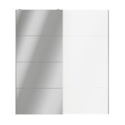 GoodHome Atomia Freestanding Contemporary Panelled Mirrored Gloss White 2 Door Sliding Wardrobe Door Kit (H)2250mm (W)2000mm - thumbnail 2