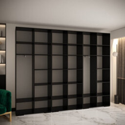 Arte Manhattan Ii Modern Spacious Hinged Door Wardrobe W3000mm H2370mm D470mm - Sleek Black, 6 Doors, 30 Shelves - thumbnail 7