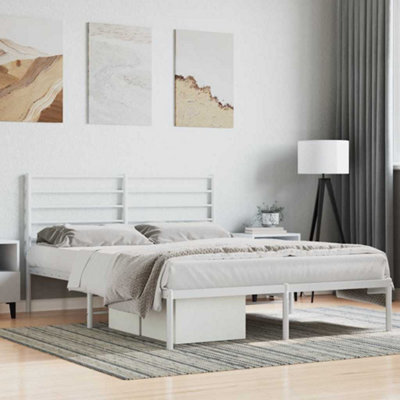 Vidaxl Metal Bed Frame Without Mattress With Headboard White 120X200Cm - image 1
