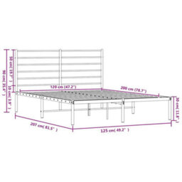 Vidaxl Metal Bed Frame Without Mattress With Headboard White 120X200Cm - thumbnail 3