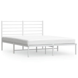 Vidaxl Metal Bed Frame Without Mattress With Headboard White 120X200Cm - thumbnail 2