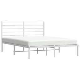 Vidaxl Metal Bed Frame Without Mattress With Headboard White 120X200Cm - thumbnail 5