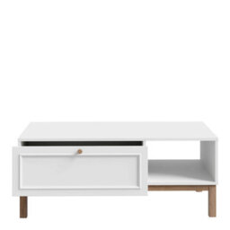Wyld Haus Pebblewick White Coffee Table With 1 Drawer And Oak Legs - thumbnail 6