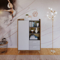 Arte Mood-04 - Modern And Spacious Highboard Cabinet With Drawers And Display Shelves (H)1270mm (W)850mm (D)400mm