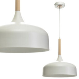 Milagro Taylor Hand Made Pendant Lamp In Black With Natural Wood Detail Scandi Style - thumbnail 7
