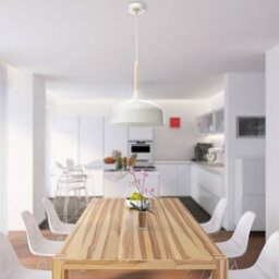 Milagro Taylor Hand Made Pendant Lamp In Black With Natural Wood Detail Scandi Style - thumbnail 1