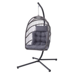 More4Homes Tahiti Hanging Rattan Egg Chair Grey - thumbnail 2