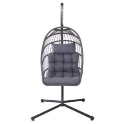 More4Homes Tahiti Hanging Rattan Egg Chair Grey - thumbnail 3