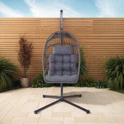 More4Homes Tahiti Hanging Rattan Egg Chair Grey - thumbnail 6