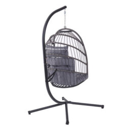 More4Homes Tahiti Hanging Rattan Egg Chair Grey - thumbnail 4