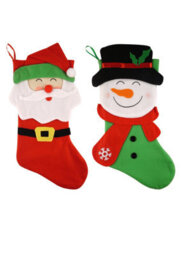 Snowman Santa Design Christmas Stocking 48Cm - thumbnail 2