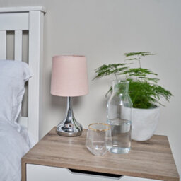 Valuelights Teardrop Pair Of Chrome Touch Table Lamps With Pink Shade - thumbnail 7