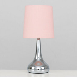 Valuelights Teardrop Pair Of Chrome Touch Table Lamps With Pink Shade - thumbnail 4