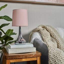 Valuelights Teardrop Pair Of Chrome Touch Table Lamps With Pink Shade - thumbnail 8
