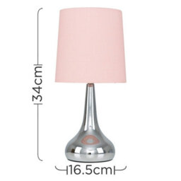 Valuelights Teardrop Pair Of Chrome Touch Table Lamps With Pink Shade - thumbnail 9