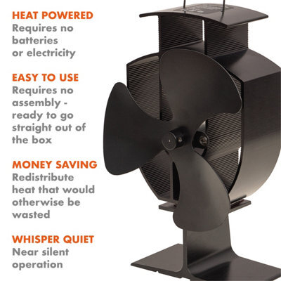 St Helens Home & Garden Prem-I-Air Heat Powered Stove Fan With 3 Blades - image 1