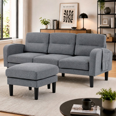 Matteo 3 Seater L-Shaped Corner Sofa With Reversible Chaise & Storage - Grey - image 1