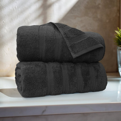 Casabella Bath Sheets 90X180 Cm 2 Pc Premium Quality 100% Combed Cotton 650 Gsm Bathsheet Set Quick Dry Towels Black - image 1