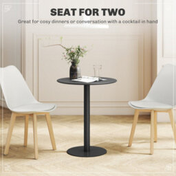 Wyld Haus Diso Lese 60Cm Round Metal And Wood Dining Table With Stainless Steel Base, Matte Black - thumbnail 4