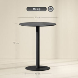 Wyld Haus Diso Lese 60Cm Round Metal And Wood Dining Table With Stainless Steel Base, Matte Black - thumbnail 3