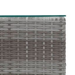 Berkfield Side Tables 3 Pcs With Glass Top Grey Poly Rattan - thumbnail 5