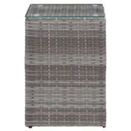 Berkfield Side Tables 3 Pcs With Glass Top Grey Poly Rattan - thumbnail 4