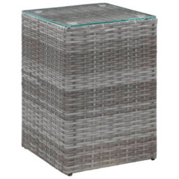 Berkfield Side Tables 3 Pcs With Glass Top Grey Poly Rattan - thumbnail 3