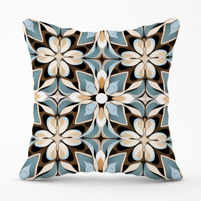 Warren Reed Designer Beige And Brown Abstract Pattern Outdoor Cushion 45Cm X 45Cm - image 1
