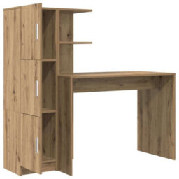 Berkfield Desk With Storage Artisan Oak Engineered Wood - thumbnail 6