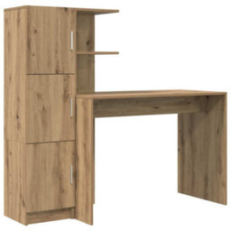 Berkfield Desk With Storage Artisan Oak Engineered Wood - thumbnail 2
