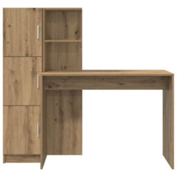 Berkfield Desk With Storage Artisan Oak Engineered Wood - thumbnail 7