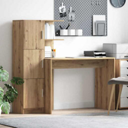 Berkfield Desk With Storage Artisan Oak Engineered Wood