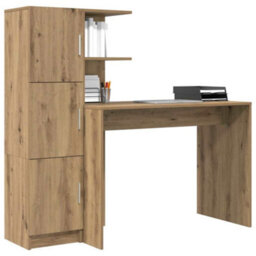 Berkfield Desk With Storage Artisan Oak Engineered Wood - thumbnail 3