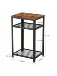 LEDREM Telephone Table, Tall Side Table, End Table With 2 Mesh Shelves, For Living Room, Bedroom, Home Office - thumbnail 6