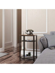 Vasagle Telephone Table, Tall Side Table, End Table With 2 Mesh Shelves, For Living Room, Bedroom, Home Office
