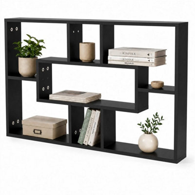 Black Floating Wall Display Shelf Storage Rack - image 1