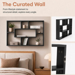 Black Floating Wall Display Shelf Storage Rack - thumbnail 5