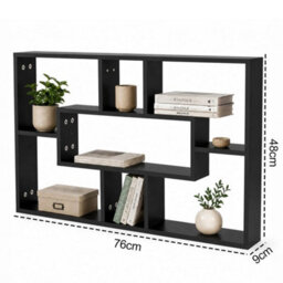 Black Floating Wall Display Shelf Storage Rack - thumbnail 2