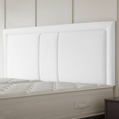 "Urban Textures - Atlas Luxury 20"" High Boucle Fabric Upholstered Headboard - White" - image 1