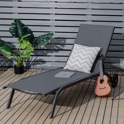 Costway Sun Lounger 6-Level Adjustable Fabric Chaise Chair Outdoor Relaxing Recliner - image 1