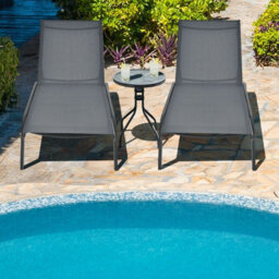 Costway Sun Lounger 6-Level Adjustable Fabric Chaise Chair Outdoor Relaxing Recliner - thumbnail 5