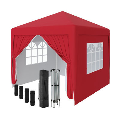 Sundaze Garden Pop Up Gazebo Party Tent Camping Marquee Canopy With 4 Sidewalls Carrying Bag Red 2.5X2.5M - image 1