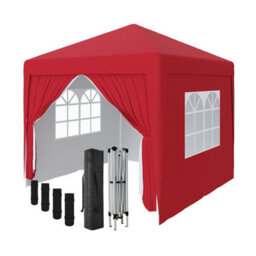 Sundaze Garden Pop Up Gazebo Party Tent Camping Marquee Canopy With 4 Sidewalls Carrying Bag Red 2.5X2.5M - thumbnail 1