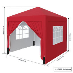 Sundaze Garden Pop Up Gazebo Party Tent Camping Marquee Canopy With 4 Sidewalls Carrying Bag Red 2.5X2.5M - thumbnail 2