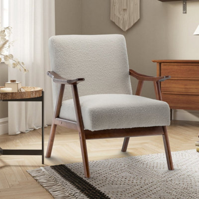Teddy Boucle Fabric White Selma Accent Chair - image 1