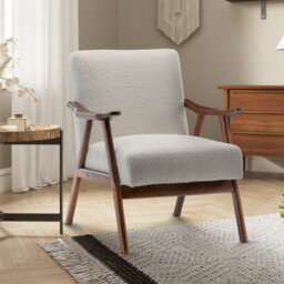 Teddy Boucle Fabric White Selma Accent Chair - thumbnail 1